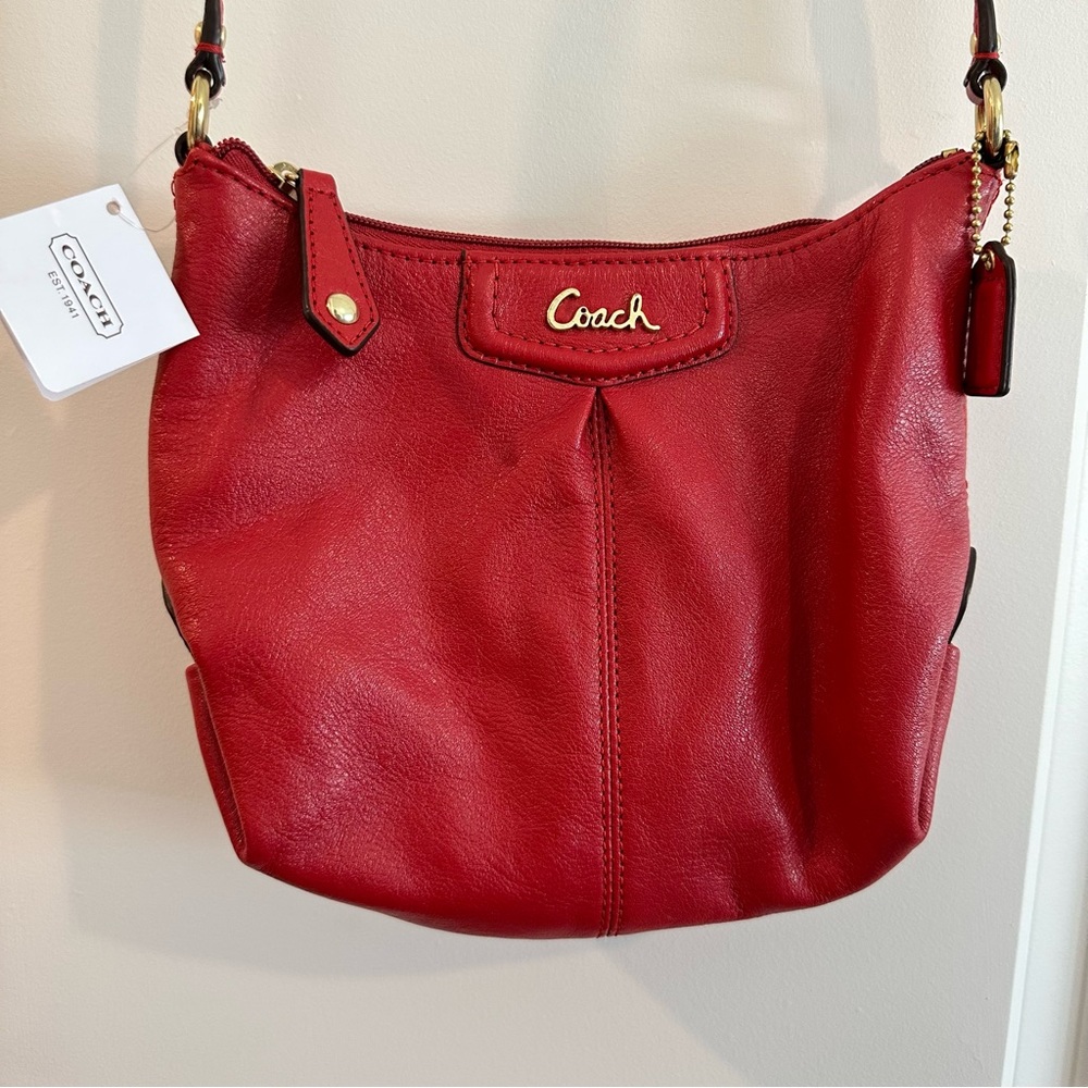 NWT Coach Ashley Leather Swingpack Crossbody Bag F48121 In Cherry Red